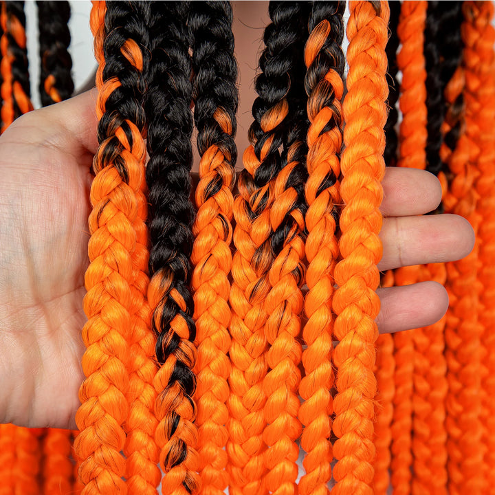 36inch Orange Knotless Box Braided Wigs Synthetic Transparent Full Lace Braids Wig For Women Braided Lace Wig with Baby Hair - Vogue Vista UK