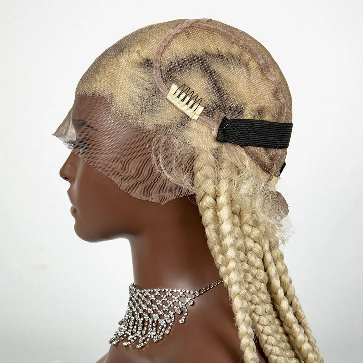 36inch Orange Knotless Box Braided Wigs Synthetic Transparent Full Lace Braids Wig For Women Braided Lace Wig with Baby Hair - Vogue Vista UK