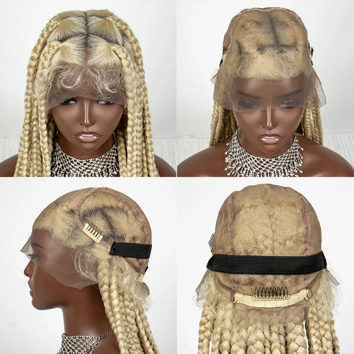 36inch Orange Knotless Box Braided Wigs Synthetic Transparent Full Lace Braids Wig For Women Braided Lace Wig with Baby Hair - Vogue Vista UK