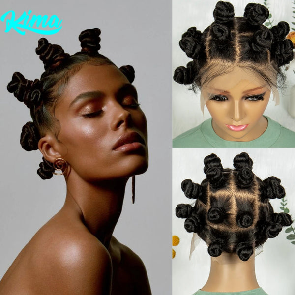 Synthetic Transparent Full Lace Braids Wigs for Black Women HD Lace Front Bantu Braided Wigs With Baby Hair Natural Lace Wigs - Vogue Vista UK