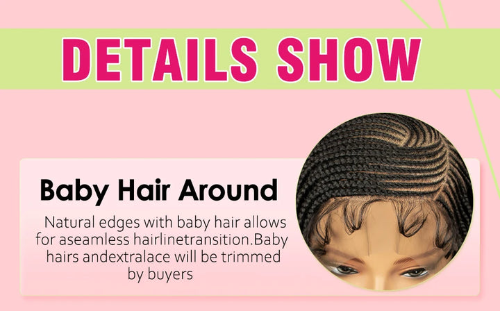 New Arrivals 36'' Cornrow Braided Wigs Knotless Box Braids Wigs with Baby Hair Full Lace 360 Braid Wig for Women Female wig - Vogue Vista UK