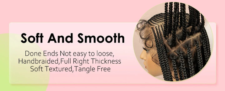 New Arrivals 36'' Cornrow Braided Wigs Knotless Box Braids Wigs with Baby Hair Full Lace 360 Braid Wig for Women Female wig - Vogue Vista UK