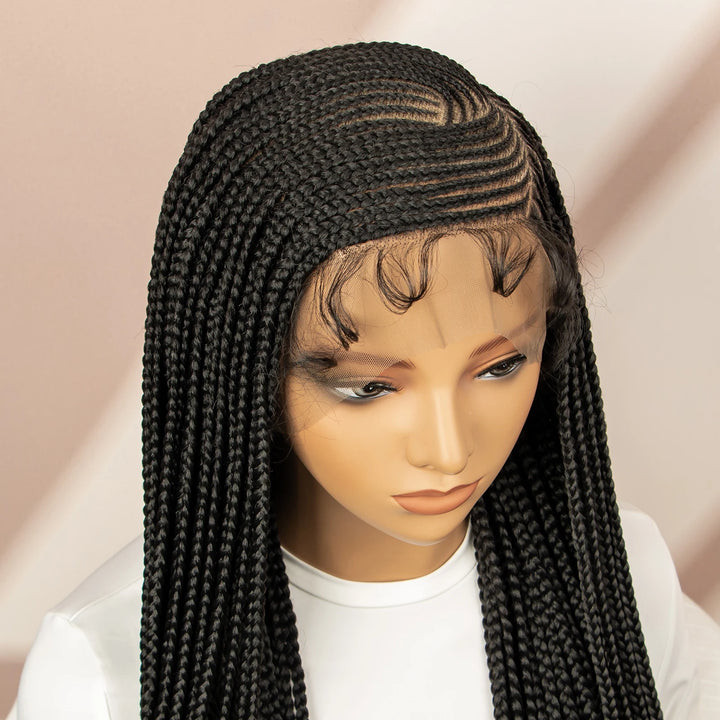 New Arrivals 36'' Cornrow Braided Wigs Knotless Box Braids Wigs with Baby Hair Full Lace 360 Braid Wig for Women Female wig - Vogue Vista UK