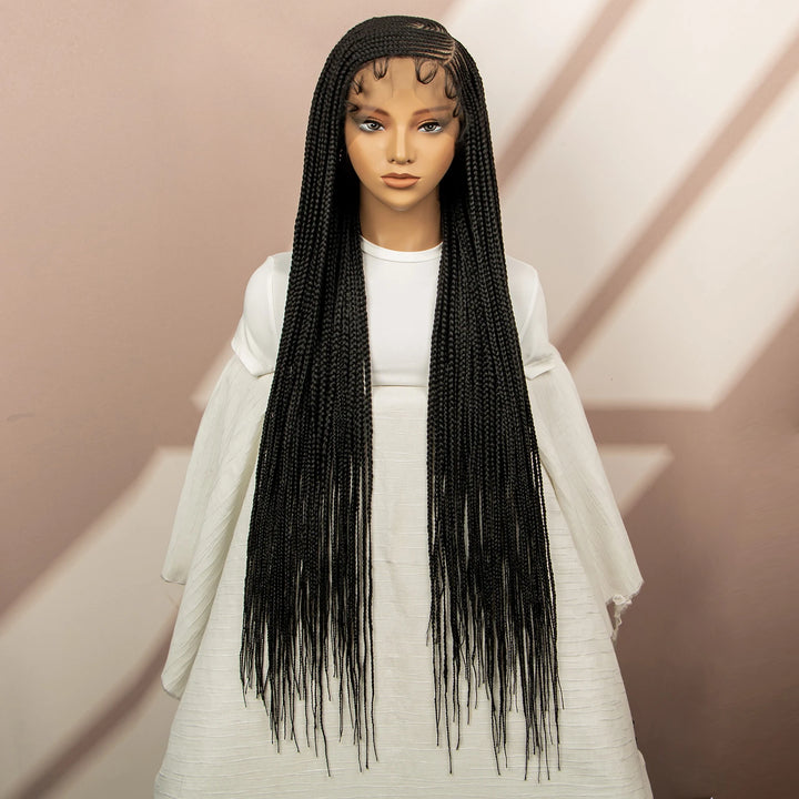 New Arrivals 36'' Cornrow Braided Wigs Knotless Box Braids Wigs with Baby Hair Full Lace 360 Braid Wig for Women Female wig - Vogue Vista UK