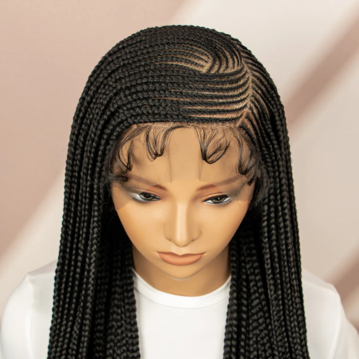 New Arrivals 36'' Cornrow Braided Wigs Knotless Box Braids Wigs with Baby Hair Full Lace 360 Braid Wig for Women Female wig - Vogue Vista UK