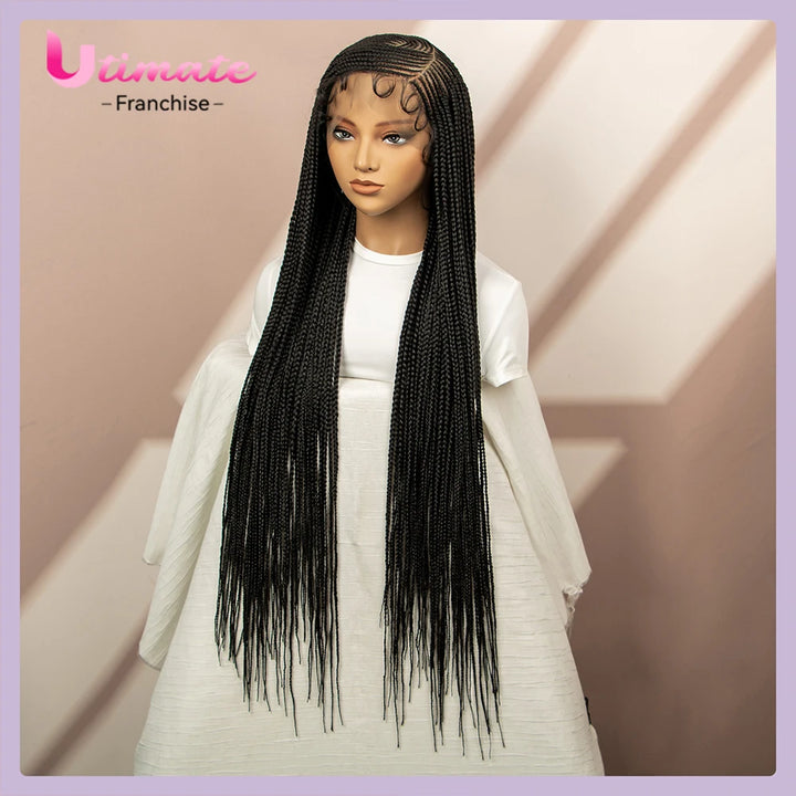 New Arrivals 36'' Cornrow Braided Wigs Knotless Box Braids Wigs with Baby Hair Full Lace 360 Braid Wig for Women Female wig - Vogue Vista UK