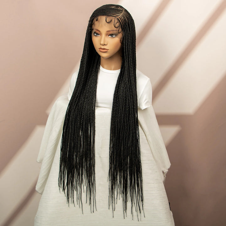 New Arrivals 36'' Cornrow Braided Wigs Knotless Box Braids Wigs with Baby Hair Full Lace 360 Braid Wig for Women Female wig - Vogue Vista UK