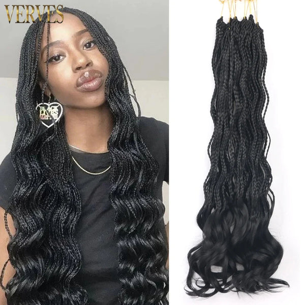 VERVES Crochet Hair Synthetic French Curls Braiding Hair Box Braids Extensions For Women 24 inch Loose Wave Curly Mixed  Black - Vogue Vista UK