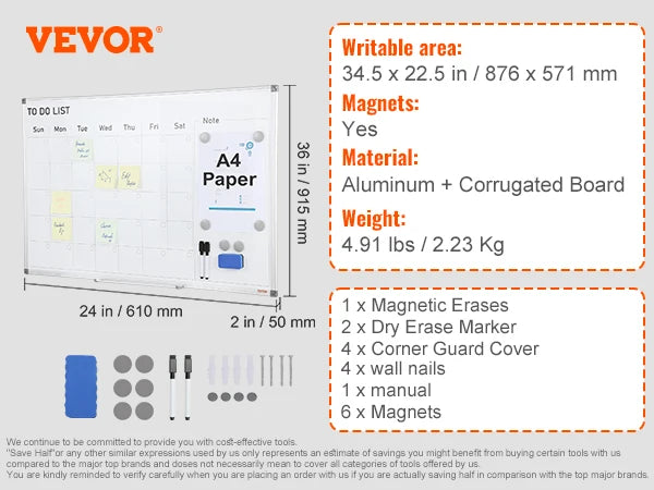 VEVOR Rolling Magnetic Whiteboard Double-Sided Mobile Whiteboard 360° Reversible Adjustable Height Dry Erase Board for School - Vogue Vista UK