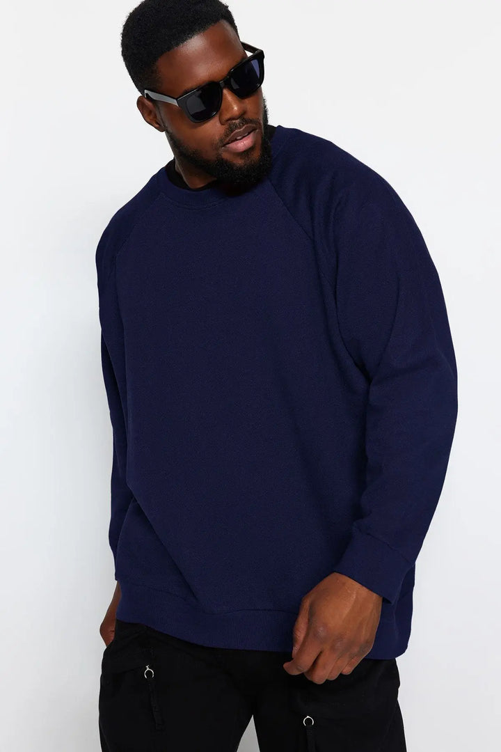 Trendyol TYZA Men's Hoodies & Sweatshirts Knit Casual Loose Crew Neck Raglan Sleeve Plain Hoodies & Sweatshirts - Vogue Vista UK