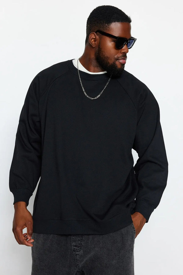 Trendyol TYZA Men's Hoodies & Sweatshirts Knit Casual Loose Crew Neck Raglan Sleeve Plain Hoodies & Sweatshirts - Vogue Vista UK