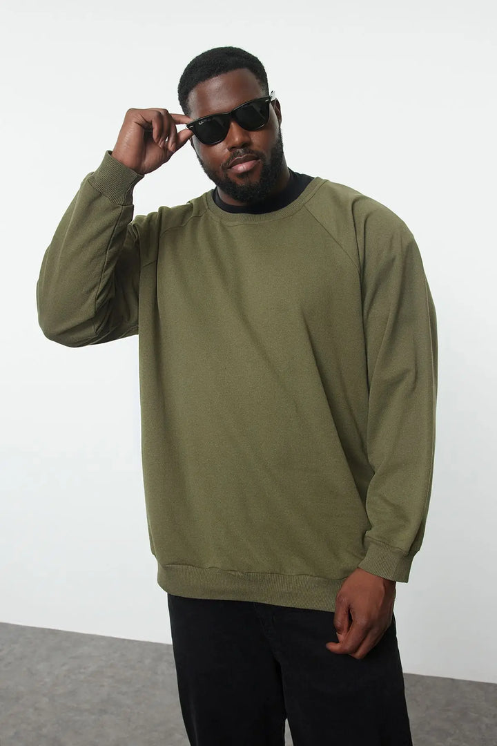 Trendyol TYZA Men's Hoodies & Sweatshirts Knit Casual Loose Crew Neck Raglan Sleeve Plain Hoodies & Sweatshirts - Vogue Vista UK