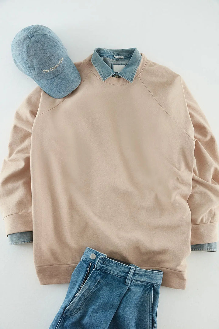 Trendyol TYZA Men's Hoodies & Sweatshirts Knit Casual Loose Crew Neck Raglan Sleeve Plain Hoodies & Sweatshirts - Vogue Vista UK