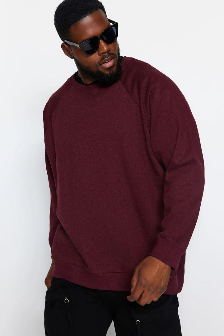 Trendyol TYZA Men's Hoodies & Sweatshirts Knit Casual Loose Crew Neck Raglan Sleeve Plain Hoodies & Sweatshirts - Vogue Vista UK