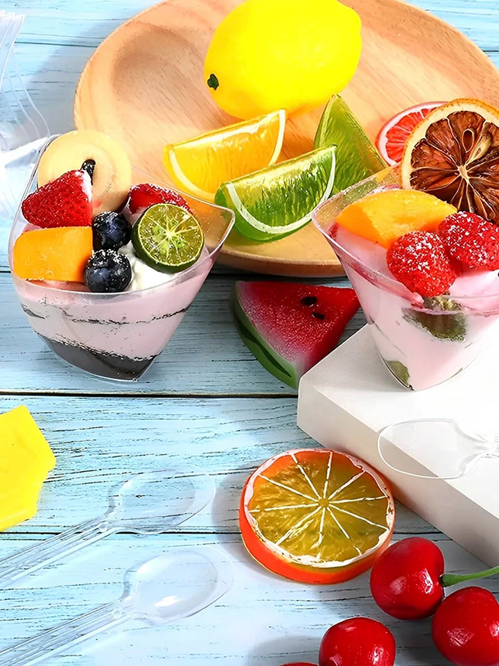 50/100Pcs Dessert Cups 3.38oz Mini Dessert Bowls Clear Hard Plastic Reusable Cheesecake Pots Cake Ice Cream Cup for Party - Vogue Vista UK