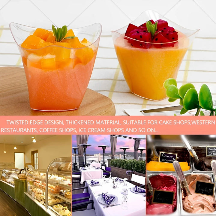 50/100Pcs Dessert Cups 3.38oz Mini Dessert Bowls Clear Hard Plastic Reusable Cheesecake Pots Cake Ice Cream Cup for Party - Vogue Vista UK