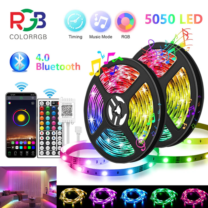 LED Strip Light RGB5050 Color Changing 5M-20M APP+Remote Home LED lighting, Color Changing LED Strip Lighting Music Sync, - Vogue Vista UK