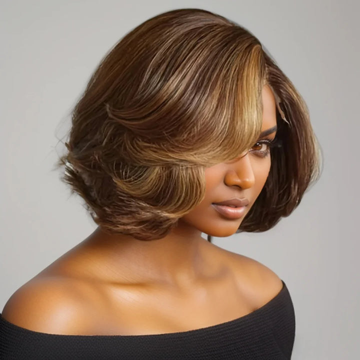 Straight Pixie Cut Wigs Short Bob Human Hair Wigs 13x4 Transparent Lace Front Wigs For Women Highlight Colors - Vogue Vista UK