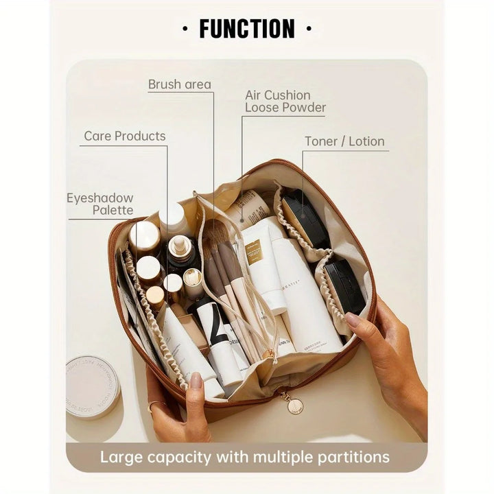 Travel Makeup Bag, Large Capacity Cosmetic Bags for Women, Waterproof Portable Pouch Open Flat Toiletry Bag Make Up Organizer - Vogue Vista UK