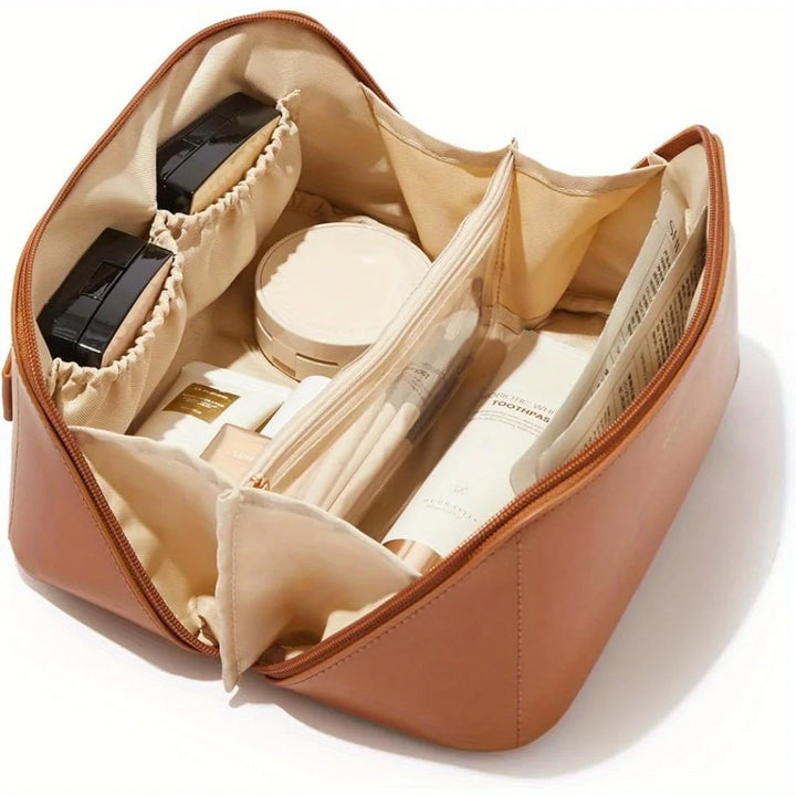 Travel Makeup Bag, Large Capacity Cosmetic Bags for Women, Waterproof Portable Pouch Open Flat Toiletry Bag Make Up Organizer - Vogue Vista UK