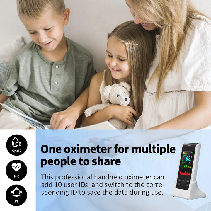 HealthTree Medical Handheld Pulse Oximeter Bluetooth APP Control Oximetry Blood Oxygen Heart Rate Monitor Child Adult Neonatal - Vogue Vista UK