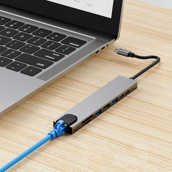 8-in-1 USB C Hub with 4K HDMI-Compatible Port Aluminum Alloy USB C Docking Station PD 100W Charging for MacBook Pro Air - Vogue Vista UK