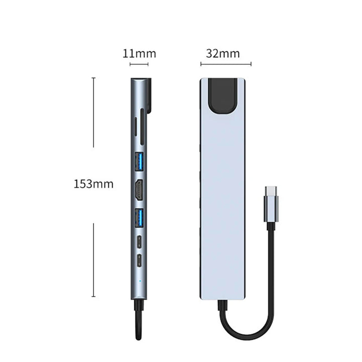 8-in-1 USB C Hub with 4K HDMI-Compatible Port Aluminum Alloy USB C Docking Station PD 100W Charging for MacBook Pro Air - Vogue Vista UK