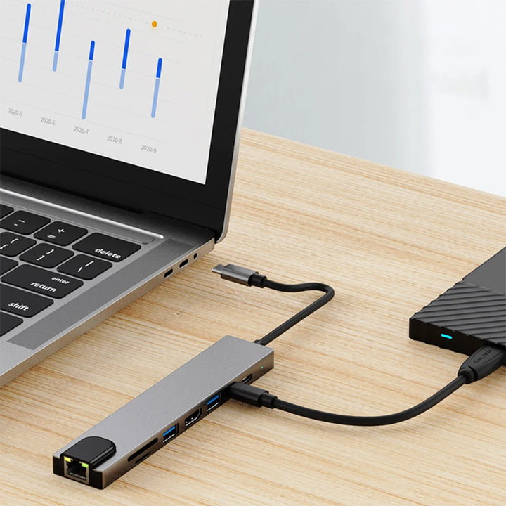 8-in-1 USB C Hub with 4K HDMI-Compatible Port Aluminum Alloy USB C Docking Station PD 100W Charging for MacBook Pro Air - Vogue Vista UK