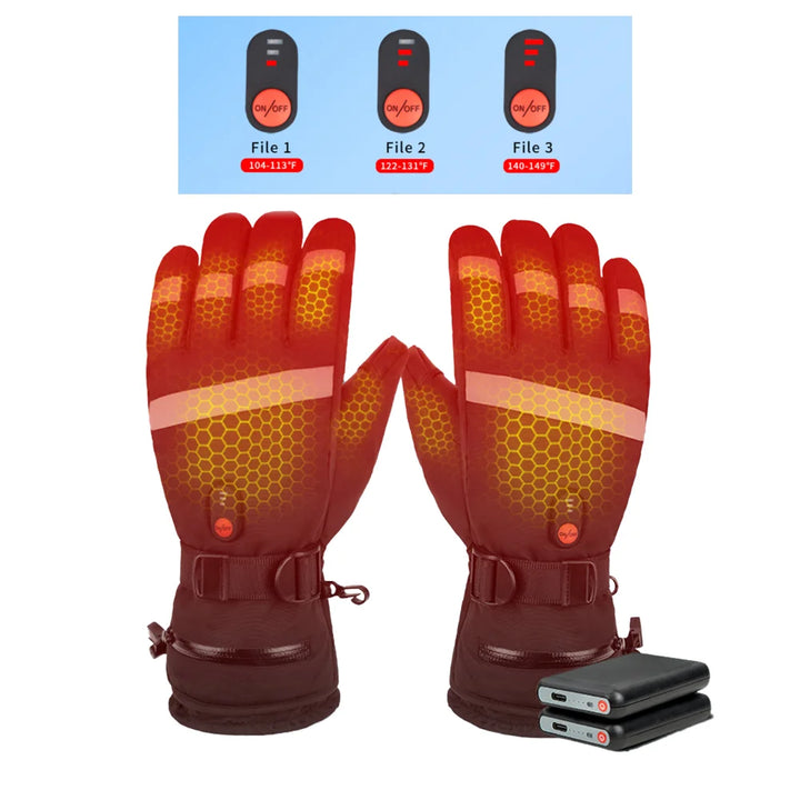 Motorcycle Winter Moto Heated Gloves Electric Heated Gloves Warm Waterproof Rechargeable Heating Thermal Gloves For Snowmobile - Vogue Vista UK