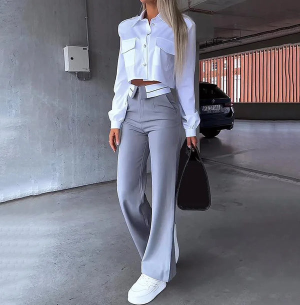 Office Lady Women's Pant Sets 2 Pieces New Holiday Style Short Blazers Coat + Straight Pants Suit 2024 Spring Womens Outfits - Vogue Vista UK