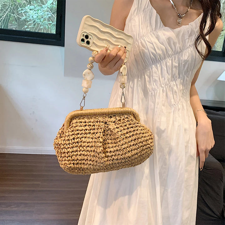 Woven Shoulder Bag Multifunctional Women Composite Shoulder Bag High-Capacity Styling Decoration Holiday Gifts for Shopping Trip - Vogue Vista UK