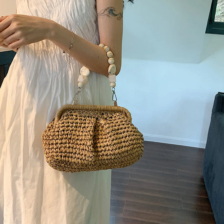 Woven Shoulder Bag Multifunctional Women Composite Shoulder Bag High-Capacity Styling Decoration Holiday Gifts for Shopping Trip - Vogue Vista UK