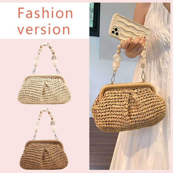 Woven Shoulder Bag Multifunctional Women Composite Shoulder Bag High-Capacity Styling Decoration Holiday Gifts for Shopping Trip - Vogue Vista UK