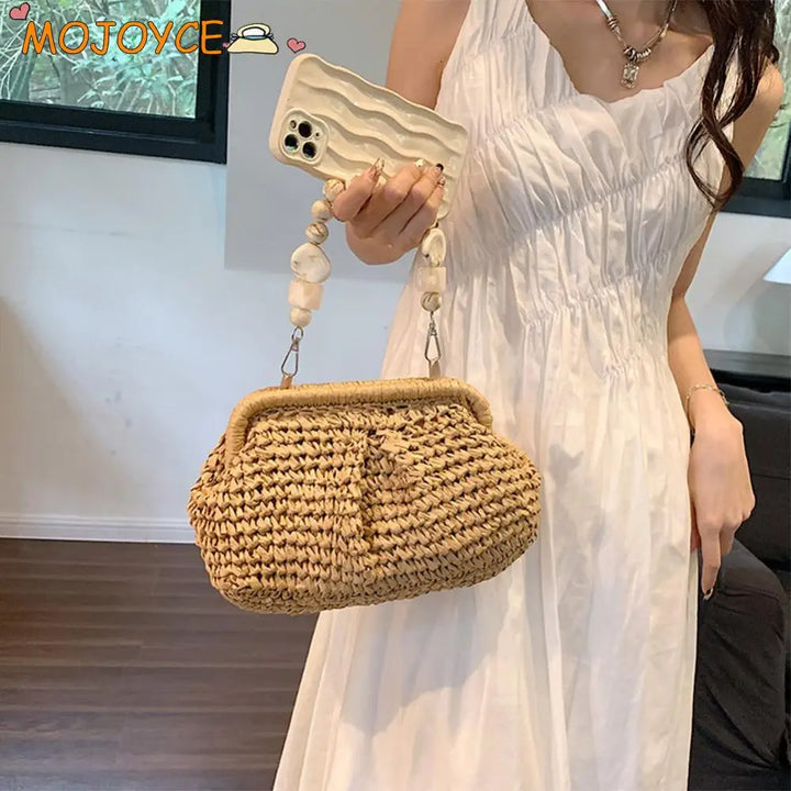 Woven Shoulder Bag Multifunctional Women Composite Shoulder Bag High-Capacity Styling Decoration Holiday Gifts for Shopping Trip - Vogue Vista UK