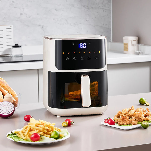 KOMORE 4.7L Air Fryer with Smart Touch Display 60 Minutes Timer & 80°C-200°C Adjustable Temperature& 8 Preset Cooking Modes - Vogue Vista UK