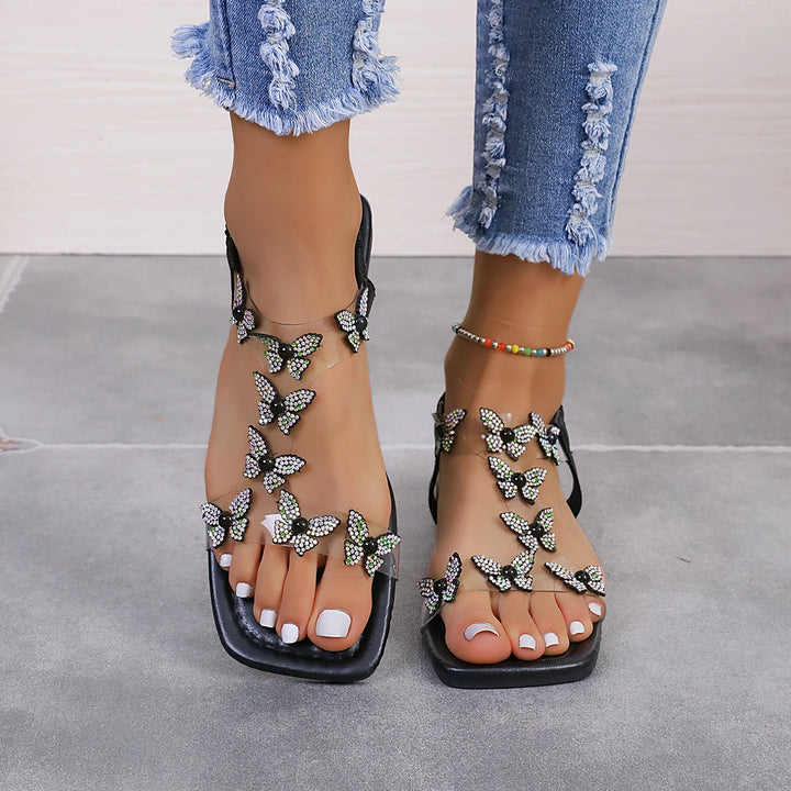 2024 Summer Women's Sandals with Bow Pearl Flat Heels Elegant Rhinestone Party Ladies Shoes Plus Size 43 Sandalias Mujer - Vogue Vista UK