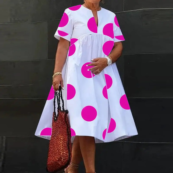 VONDA Plus Size 5XL Women Dress 2025 Summer Bohemian Polka Dot Maxi Long Dress V Neck Party Sundress Vestido Beach Robe Elegant - Vogue Vista UK