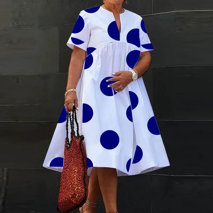 VONDA Plus Size 5XL Women Dress 2025 Summer Bohemian Polka Dot Maxi Long Dress V Neck Party Sundress Vestido Beach Robe Elegant - Vogue Vista UK