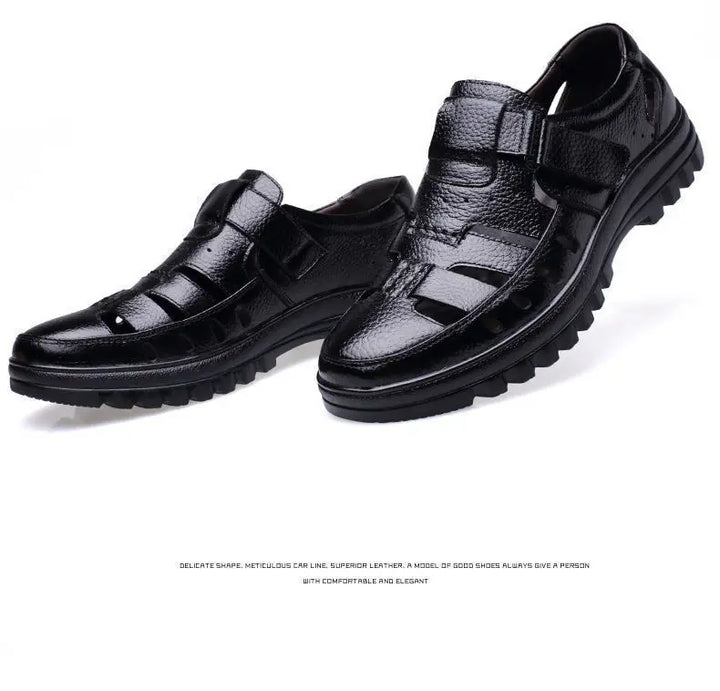 Luxury Men's Sandals Summer New Hollow Out Leather Shoes for Men Breathable Casual Shoes Fashion High Quality Men Sandalias 2024 - Vogue Vista UK