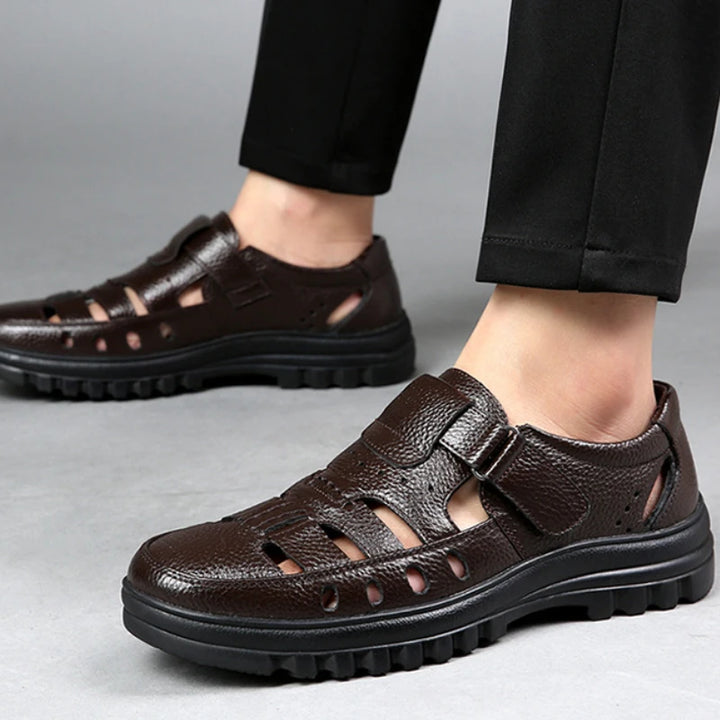 Luxury Men's Sandals Summer New Hollow Out Leather Shoes for Men Breathable Casual Shoes Fashion High Quality Men Sandalias 2024 - Vogue Vista UK