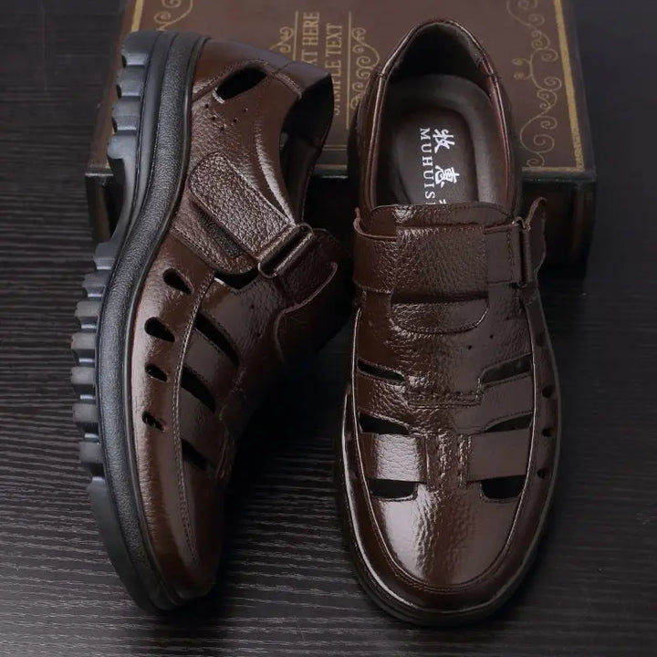 Luxury Men's Sandals Summer New Hollow Out Leather Shoes for Men Breathable Casual Shoes Fashion High Quality Men Sandalias 2024 - Vogue Vista UK