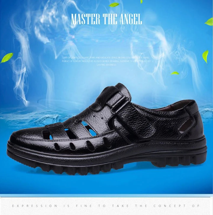 Luxury Men's Sandals Summer New Hollow Out Leather Shoes for Men Breathable Casual Shoes Fashion High Quality Men Sandalias 2024 - Vogue Vista UK