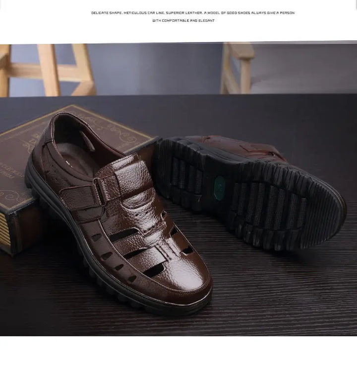 Luxury Men's Sandals Summer New Hollow Out Leather Shoes for Men Breathable Casual Shoes Fashion High Quality Men Sandalias 2024 - Vogue Vista UK