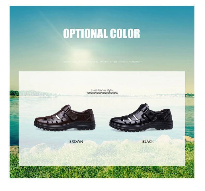 Luxury Men's Sandals Summer New Hollow Out Leather Shoes for Men Breathable Casual Shoes Fashion High Quality Men Sandalias 2024 - Vogue Vista UK