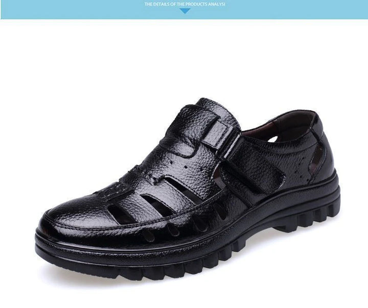 Luxury Men's Sandals Summer New Hollow Out Leather Shoes for Men Breathable Casual Shoes Fashion High Quality Men Sandalias 2024 - Vogue Vista UK