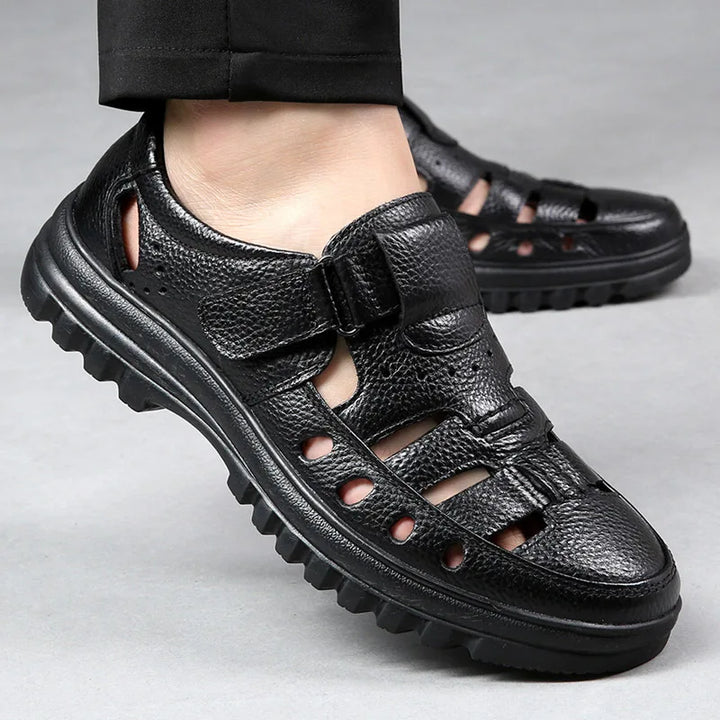 Luxury Men's Sandals Summer New Hollow Out Leather Shoes for Men Breathable Casual Shoes Fashion High Quality Men Sandalias 2024 - Vogue Vista UK