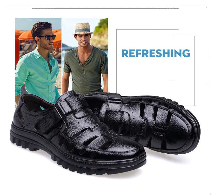Luxury Men's Sandals Summer New Hollow Out Leather Shoes for Men Breathable Casual Shoes Fashion High Quality Men Sandalias 2024 - Vogue Vista UK