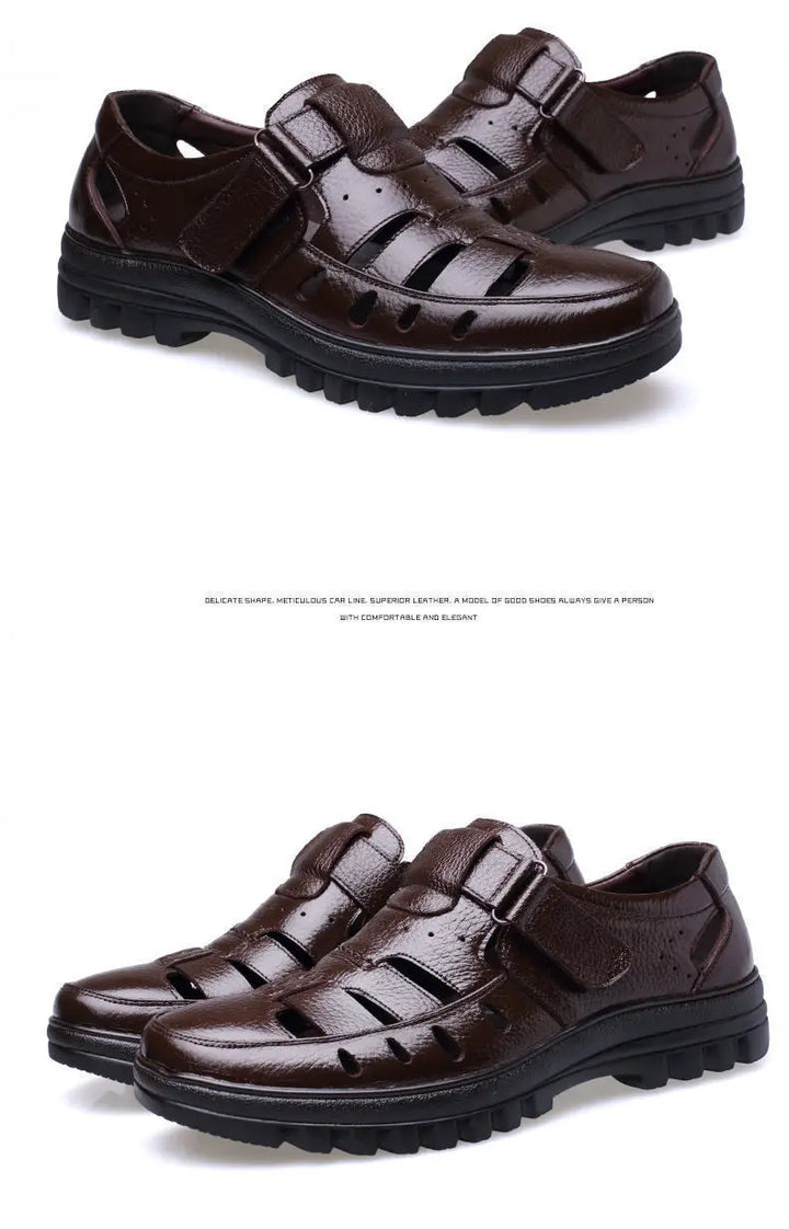 Luxury Men's Sandals Summer New Hollow Out Leather Shoes for Men Breathable Casual Shoes Fashion High Quality Men Sandalias 2024 - Vogue Vista UK