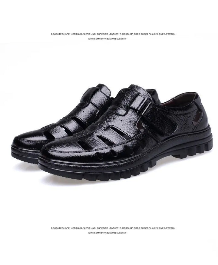 Luxury Men's Sandals Summer New Hollow Out Leather Shoes for Men Breathable Casual Shoes Fashion High Quality Men Sandalias 2024 - Vogue Vista UK