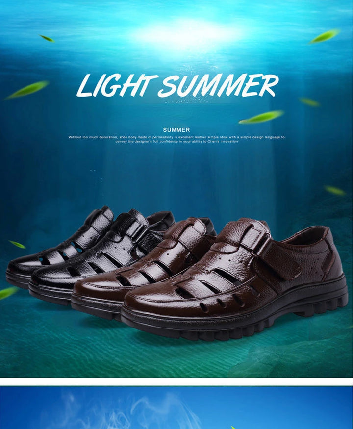 Luxury Men's Sandals Summer New Hollow Out Leather Shoes for Men Breathable Casual Shoes Fashion High Quality Men Sandalias 2024 - Vogue Vista UK